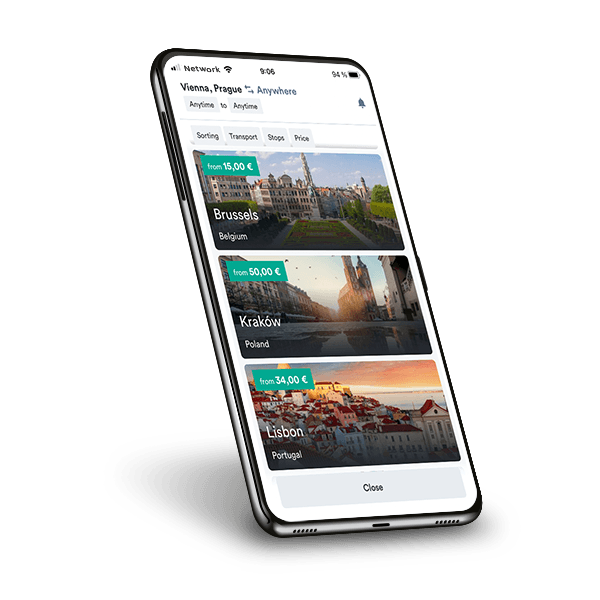 Kiwi.com 앱에서 검색하기